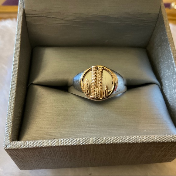 14K Gold Twin Towers of NYC New York City on Sterling Signet Ring